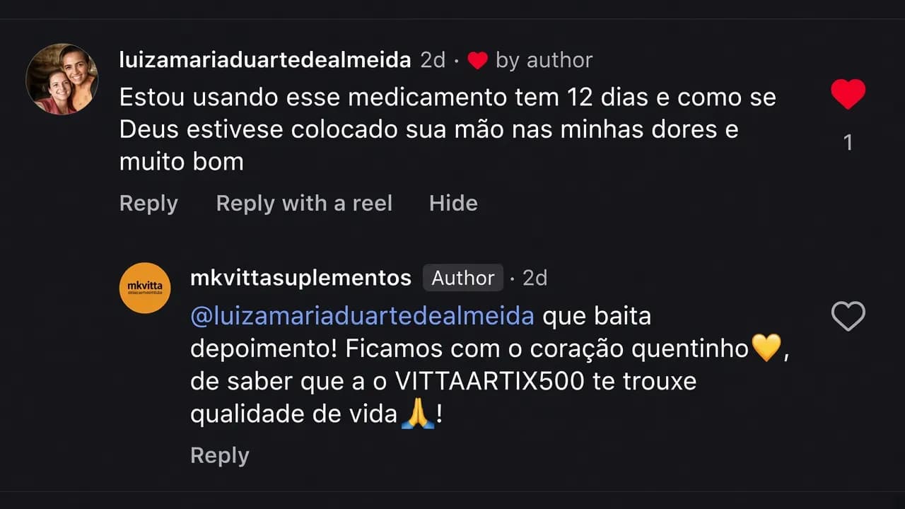 Depoimento de luizamariaduartedealmeida e resposta da MK Vitta